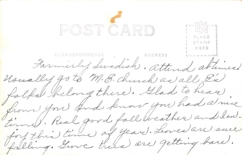 Laurens Iowa~Bethany Lutheran Church~Formerly Swedish~House Next Door~1940s RPPC 