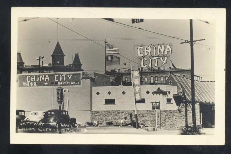 RPPC CHINA CITY LOS ANGELES CALIFORNIA DOWNTOWN STREET CARS REAL PHOTO POSTCARD