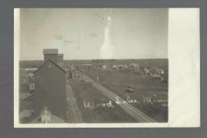 Wood Lake MINNESOTA RPPC 1918 DEPOT ELEVATORS nr Granite Falls Renville Marshall