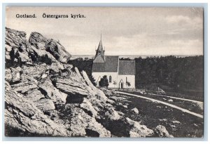 Gotland Sweden Postcard View from Rocky Area Ostergarn Church c1910 Unposted