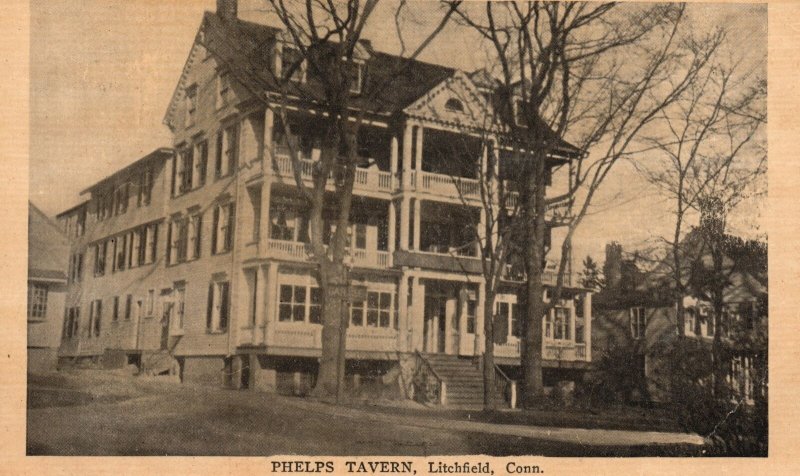 Vintage Postcard Phelps Tavern Building Litchfield Connecticut A. M. Simon Pub.