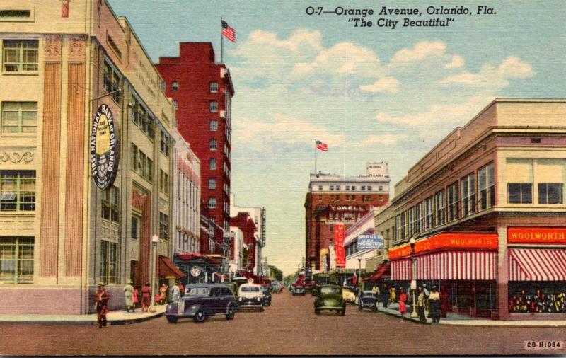 Florida Orlando Orange Avenue With Woolworth Curteich