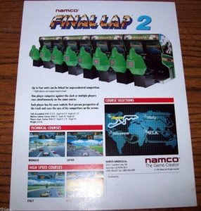 FINAL LAP 2 Video Arcade Game Flyer Promo ATARI Games Original 1991 Auto Racing 