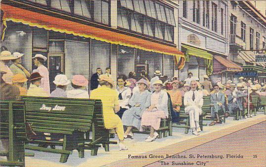 Florida St Petersburg Famous Green Benches