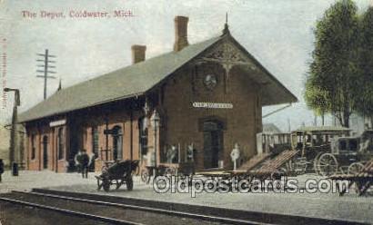 The Depot, Coldwater, MI, Michigan, USA Train Railroad Station Depot Post Car...