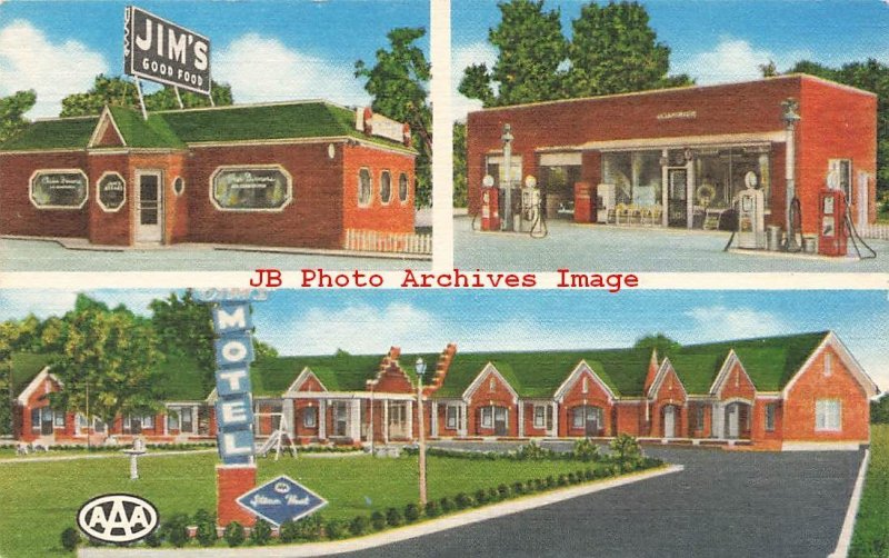AR, Heth, Arkansas, Jim's Courts Motel, Multi-View, Gas Station, Restaurant