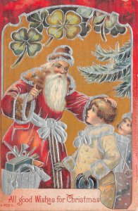 CHRISTMAS HOLIDAY SANTA CLAUS & CHILDREN TOYS NEW JERSEY EMBOSSED POSTCARD 1908