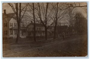 1909 Bicycle Scene Street Houses Dirt Road Kirkwood NY RPPC Photo Postcard 