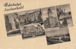 Hungary Szolnik multi view  1956 postcard