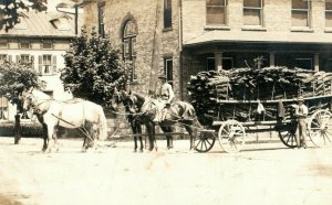 C.1910 RPPC Load of Bark Second St. Downtown Newport, PA. Postcard P165