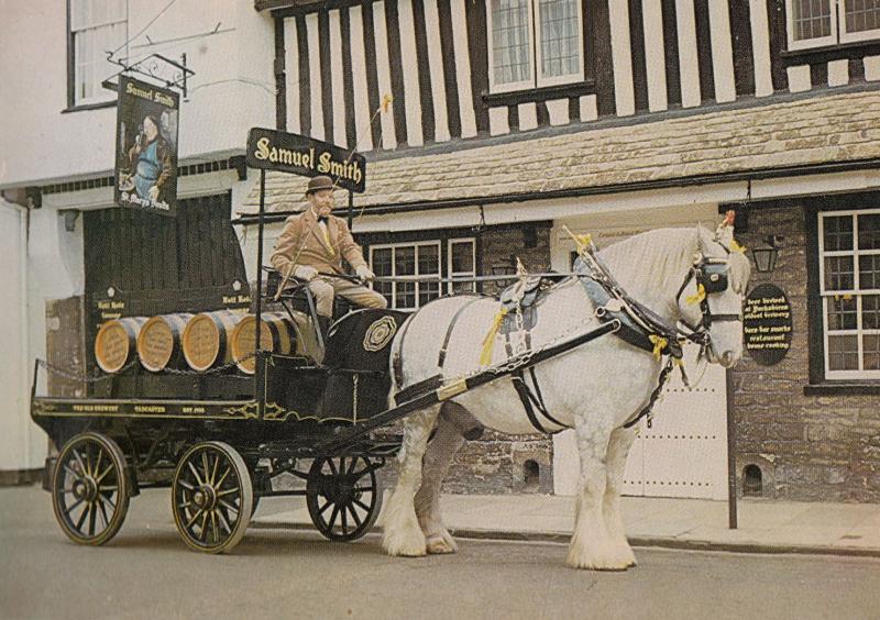 Stamford Brewery Shire Horse & Dray at St Marys Street Postcard