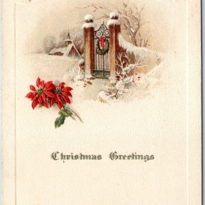 c1910s John Winsch Embossed Christmas Greeting Nice Litho Gilt Gate Door PC A204