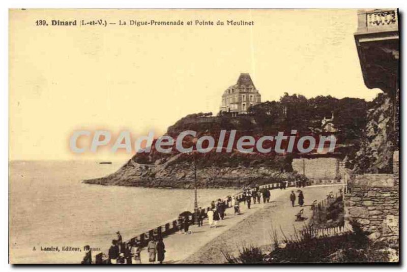 Old Postcard Dinard La Digue Promenade And Pointe Du Reel