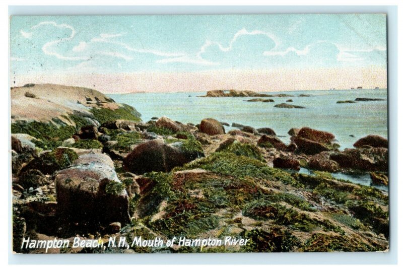 Hampton Beach N.H. New Hampshire Mouth of River 1909 Ocean Vintage Postcard 