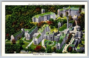 Royal Victoria Hospital, Montreal Quebec, Vintage Pre-Linen Aerial View Postcard