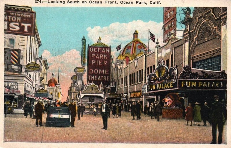 c. 1915s Vintage Postcard Ocean Park California, FUN PALACE, Dome Theatre