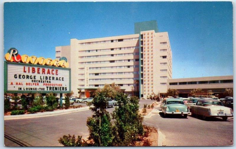 Las Vegas Nevada Postcard Riviera Hotel Front View Liberace - 