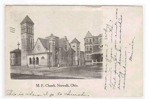 M E Church Norwalk Ohio 1906 postcard