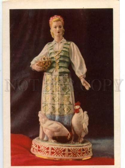 154839 Dulevo SOVIET PORCELAIN Latvia Belle Hen Old Postcard