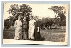 Vintage 1910's RPPC Postcard - Four Women Snapshot in the Country