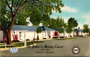 Postcard St. John's Motor Court Highway 30 in Kearney, Nebraska