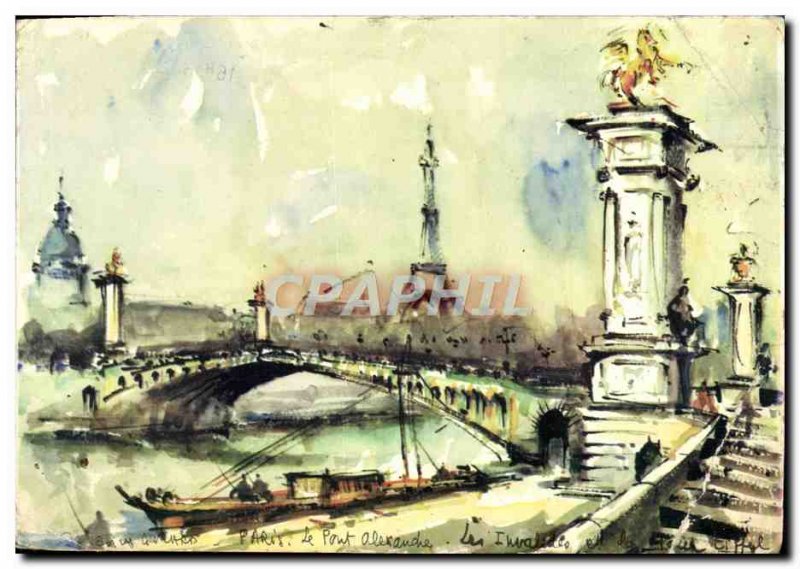 Modern Postcard Paris Pont Alexandre III Les Invalides Eiffel Tower