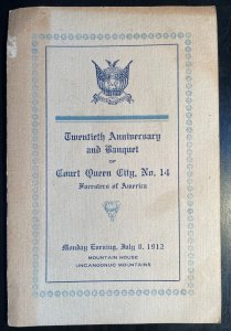 Vintage Program 1912 Foresters of America Uncanoonic Hotel, Manchester, NH