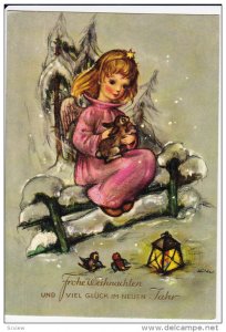 AS: Frohe Weinachten Und Viel Gluck Im Neuen, Angel holding a rabbit sitting ...