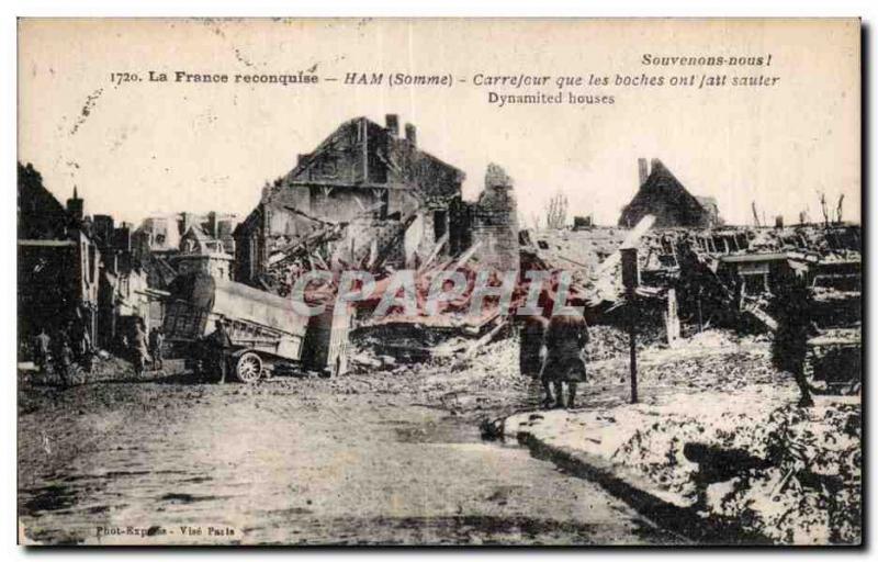Old Postcard 1914 Militaria War 1918 Ham Somme Carrefour that blew Boche