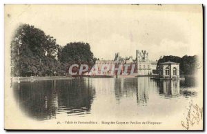 Old Postcard Fontainebleau Palace Pond Carp and flag of the Emperor