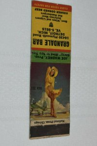 Grandale Bar Detroit Michigan Girl 20 Strike Matchbook Cover