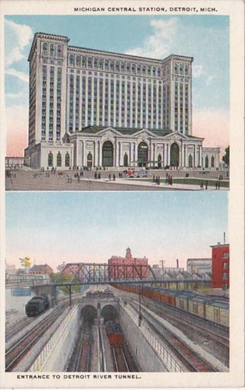 Michigan Detroit Michigan Central Station and Entrance To Detroit River Tunne...