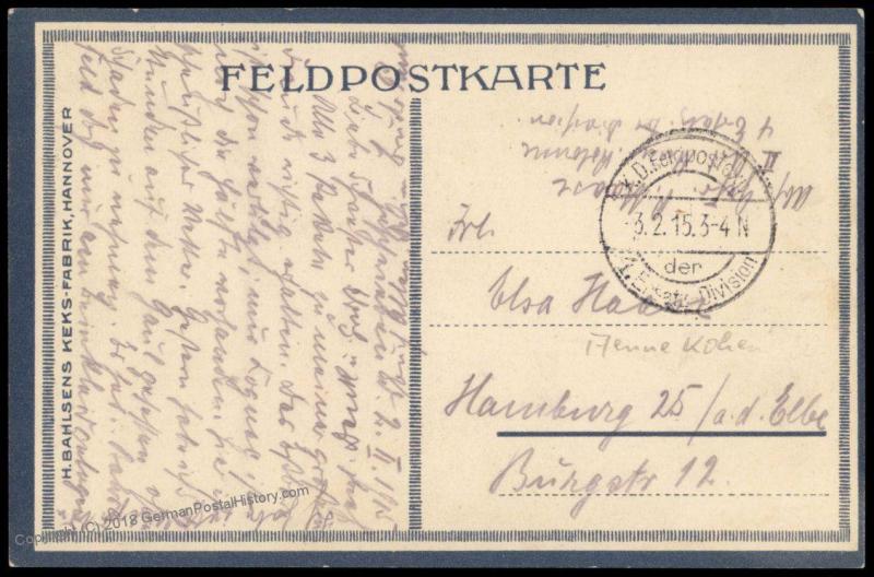 Germany 1915 Marine Aenne Koken Bahlsens Leibniz Keks Biscuit WWI Feldpost 82397