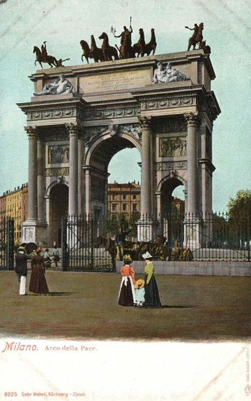 Vintage Postcard 1900's Arco Deila Pace Apartment Building Milano Italy