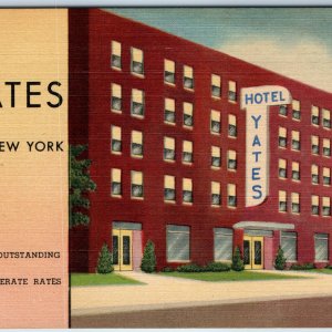 1951 Utica NY Hotel Yates Advertising Linen Teich Block to Railway Postcard A247