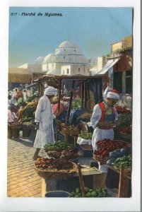 425851 Tunis Vegetable market Vintage Lehnert & Landrock postcard