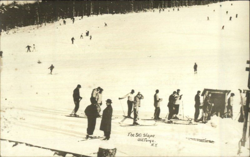 Old Forge NY Ski Slope Skiing Real Photo Postcard