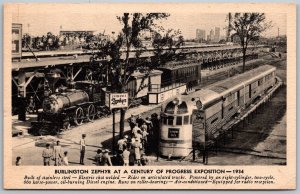 Century Of Progress Exposition Chicago Illinois 1934 Postcard Burlington Zephyr