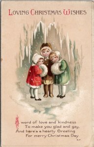 Christmas Clapsaddle Children Snow Cave Hand Muff Series 1947 c1910 Postcard X13