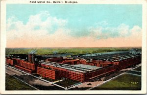 Vtg 1920s Ford Motor Company Birds Eye View Detroit Michigan MI Postcard