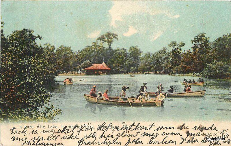 1909 MILWAUKEE WISCONSIN Lake Humboldt Park Rotograph Postcard 726 Undivided