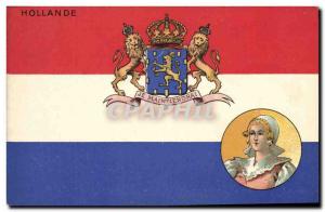 Old Postcard Flag Woman Holland Lion