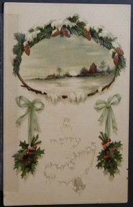 Vintage Christmas Postcard A Merry Christmas - 1910 to Paterson, NJ