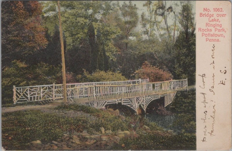 Postcard Bridge Over Lake Ringing Rocks Park Pottstown PA