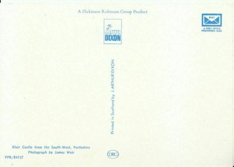 Scotland Postcard - Blair Castle from The South-West - Perthshire - Ref 13850A