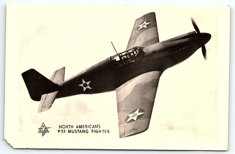 1940s WW2 US ARMY NORTH AMERICAN'S P51 MUSTANG FIGHTER RPPC POSTCARD P2808G