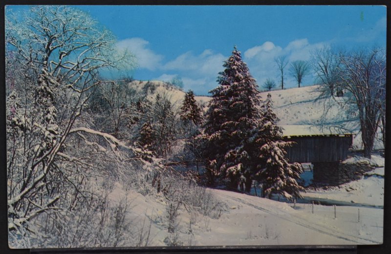 Jeffersonville, VT - Old Covered Bridge, Winter Scene