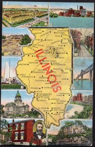 Illinois MultiView - State Map of ILLINOIS - LINEN