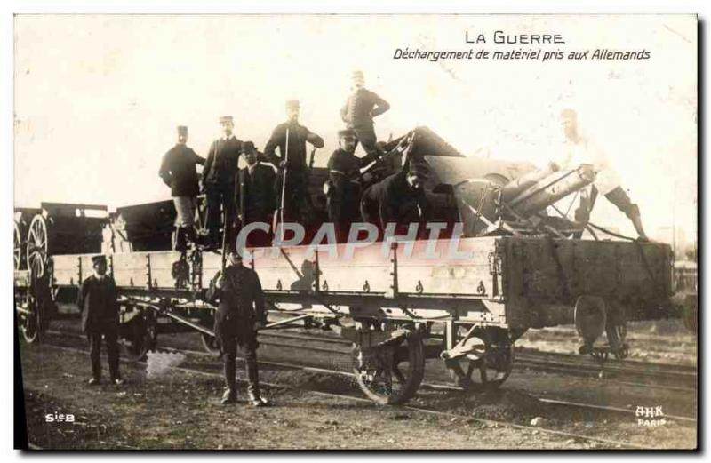 Postcard Old Army Unloading materiel captured German