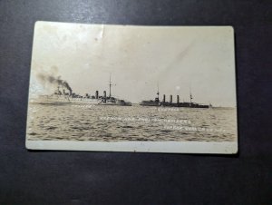 Mint USA Naval Aviation PPC Postcard French and English Cruisers Condor Suffolk